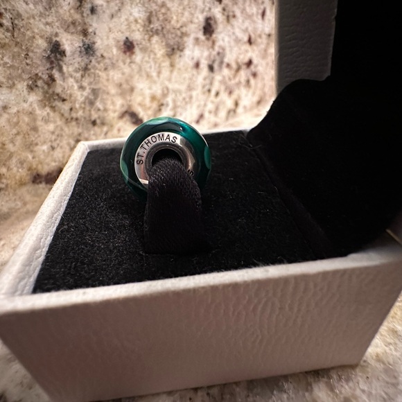 Pandora Saint Thomas Exclusive Flowers For You Green Turquoise Murano Charm RARE